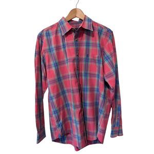 Brewer's Lantern Pima Cotton Plaid Long Sleeve Button-Up Shirt Multi-Color Large